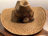 Older Straw Cowboy Hat W/Band
