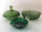 (3) Pcs. Vintage Green Glassware