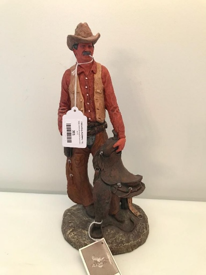 Monfort Original Western Sculpture Of Cowboy & Saddle