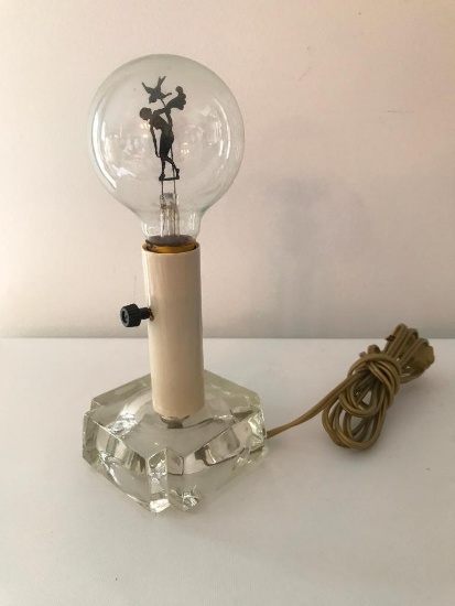 Rare Art Deco Light Bulb W/Nude Lady Silhouette