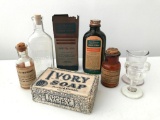 Nice Vintage Group Of Bottles & Ivory Soap W/Wrapper