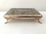 Ornate Silverplate Footed Cigarette Case