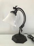 Contemporary Goose Neck Desk Light W/Glass Shade