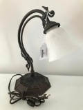 Contemporary Goose Neck Desk Light W/Glass Shade