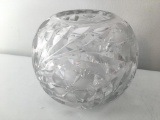 Leaded Crystal Cut & Etched Rose Bowl