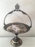 Victorian Quadruple Plate Open Compote W/Engraved Florals