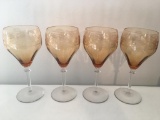 (4) Ornate Stemmed Wine Glasses