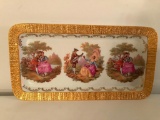 Fine Bavarian Porcelain Tray W/Period Courting Couple