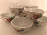 (8) Matching Oriental Hand Painted Rice Bowls