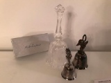 (2) Danbury Mint Silverplated Bells + Etched Crystal Bell