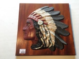 Embossed Indian Plaque On Wood
