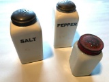Pair Of Depression Era Milk Glass Salt/Pepper + Another