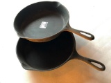 Two Unmarked Number 8 Cast Iron Skillets