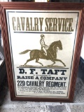 Vintage, Reproduction of a Calvary Service Poster on Cardboard and Framed, Approx. 38 X 27 Inches