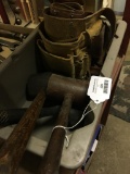 Container W/Dead Blow Hammer, Rubber Mallet, & Leather Tool Belt
