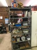 Metal Shelving Unit and Contents! 75 Inches Tall and 37 Inches Wide,