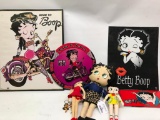 Group of Betty Boop Items, Front License Plate, Metal Signs and Dolls