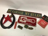 Cool Metal Plaque, Sign and More Lot with a Horseshoe!