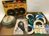 Box of What Appears to be New Grinding Wheels, Dremel Grout Removal Tool and Dremel Bits