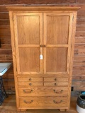 Oak Entertainment Unit or Shelved Chests, 68 Inches Tall and 32 Inches Wide