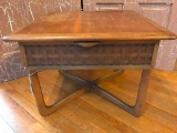 MId Century Modern Lamp Table, It has Condition Issues, Water Damage and Drawer is Coming Apart