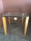 Metal & Wood Accent Table W/Glass Top