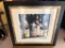 Framed Print of Wine Bottles, Signed, Frame is 21 Inches Square