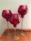 (3) Graduated Red & Clear Glass Candle Holders