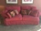 Upholstered 2-Cushion Couch W/Decorator Pillows