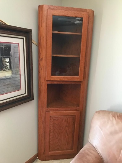 Contemporary Oak 2-Door Corner Cabinet