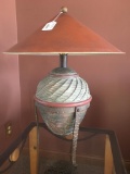 Pottery Decorator Lamp In Iron Frame