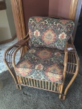 Bamboo & Rattan Arm Chair W/Cushion Seat & Back