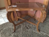 Vintage Walnut Stand W/Glass Insert Top