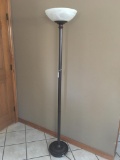 Contemporary Torchiere Floor Lamp W/Glass Shade