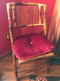 Bamboo & Rattan Folding Chair W/Cushion Seat