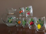 Vintage Juice Set: Pitcher & (6) Juice Glasses