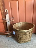 Wicker Clothes Basket & Shower Shelf