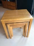 Set of Three Oak Nesting End Tables, Tallest is 22 Inches Tall and top is 17 X 21 Inches