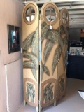 Very Large, Wood, Palm Tree Folding Screen, 7 Feet Tall and Approx. 66 Inches Wide