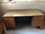 Wood Desk, 60 Inches Wide, Shows Wear from Use