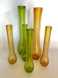 Group of Six, Hand Made in Thailand, Glass Vases, Larger Ones are 17 Inches tall, Smaller 12 Inches