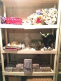 Plastic Shelving Unit of Two Tone Flutes, Basket, Decorations and More!