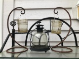 (3) Iron & Glass Candle Holders