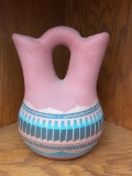 Contemporary Indian Pottery: Artist Signed Navajo Wedding Vase