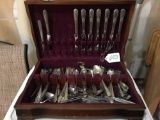 Group Of (50)+ Pcs. Of Rogers Flatware In Wooden Box