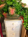 Small White 4 Drawer Fiber Board Cabinet and Large Silk Plant