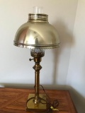 Brass Electric Stem-Lamp W/Shade