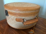 Leather & Woven Ladies Hat Box W/Handle-Hat's Inside!