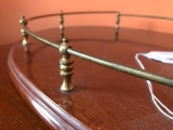 Wood & Brass Oval Dresser Tray