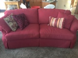 Upholstered 2-Cushion Couch W/Decorator Pillows